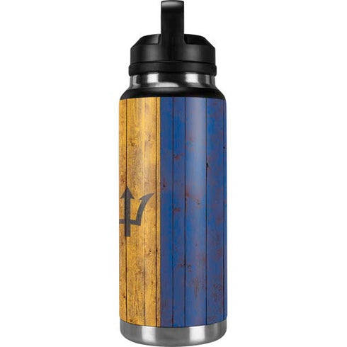Barbados Flag Dark Wood YETI Rambler 36oz Bottle Skin